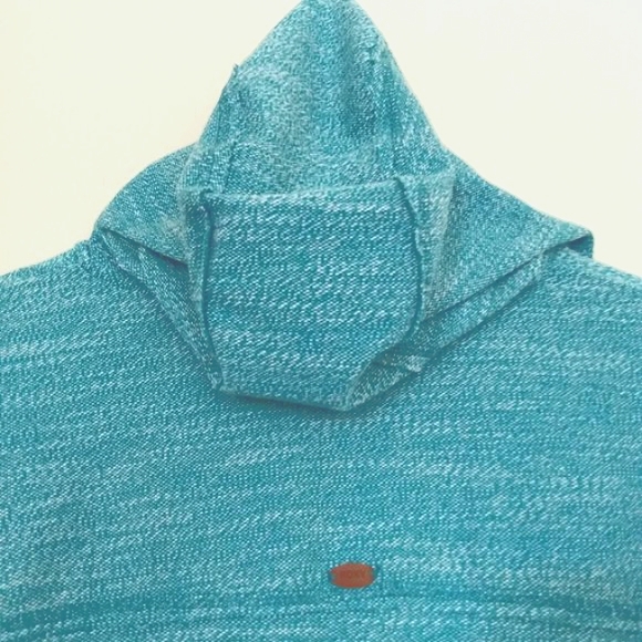 Roxy Boho Turquoise Pullover Drawstring Hoodie Poncho | Small - Picture 3 of 3